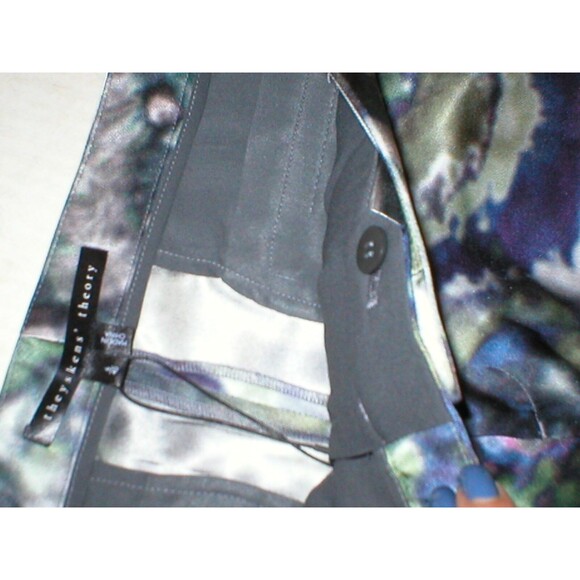 New NWT $395 Theyskens' Theory Silk Print Pants Womens Padgette Multi Red Blue 4 - Picture 5 of 8